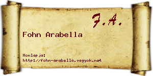 Fohn Arabella névjegykártya